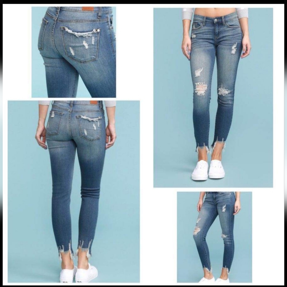 Judy Blue 15 Shark Bite Cropped Fit Distressed